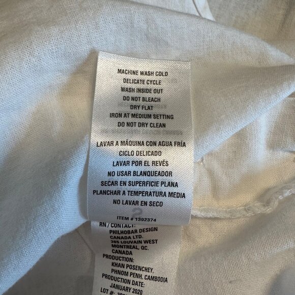 Nicole Miller Womans White Linen Blend Short Sleeve Button Detail Blouse S - Picture 8 of 10